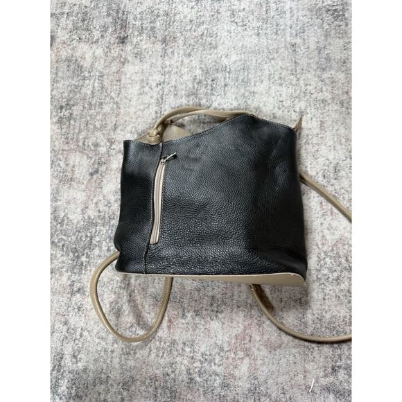 Borse In Pelle Made in Italy Leather Convertible Backpack Shoulder Bag Black main image 6